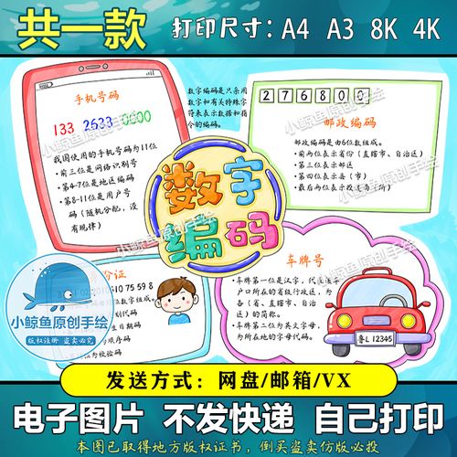 609数字编码手抄报模板人教版数学三年级上册趣味数学日记电子版