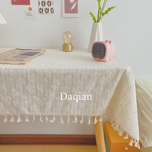 小清新田园桌布ins风日系小雏菊文艺复古棉麻碎花桌面少女心桌布
