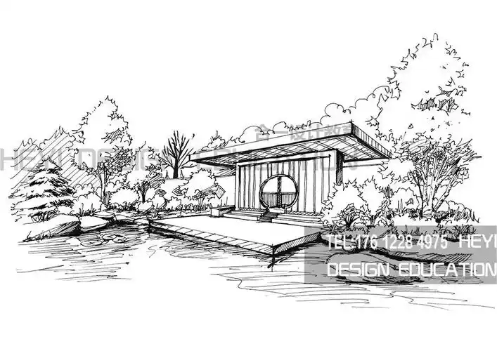 风景园林手绘基础表现线稿篇横版