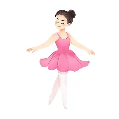 卡通手绘穿粉色裙子跳舞的女孩人物素材唱歌跳舞元素