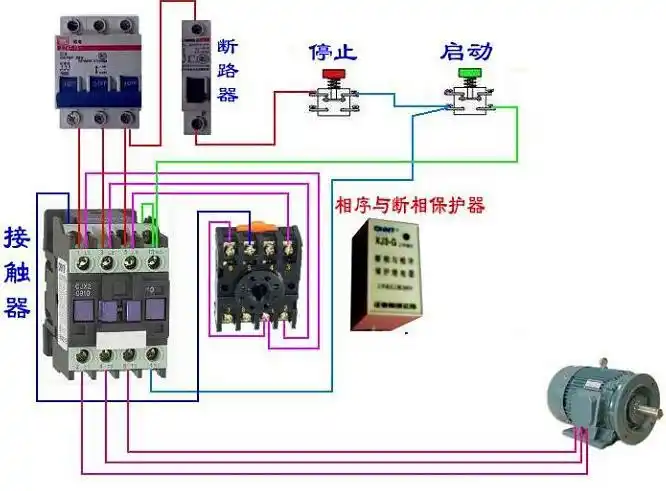 电源保护器接线图电机缺相保护器接线图电动机工作一会,综合保护器断