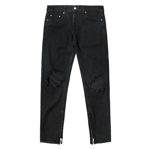 ptls pastlives新因素黑色破洞修身牛仔裤破坏高街显瘦裤子男女款