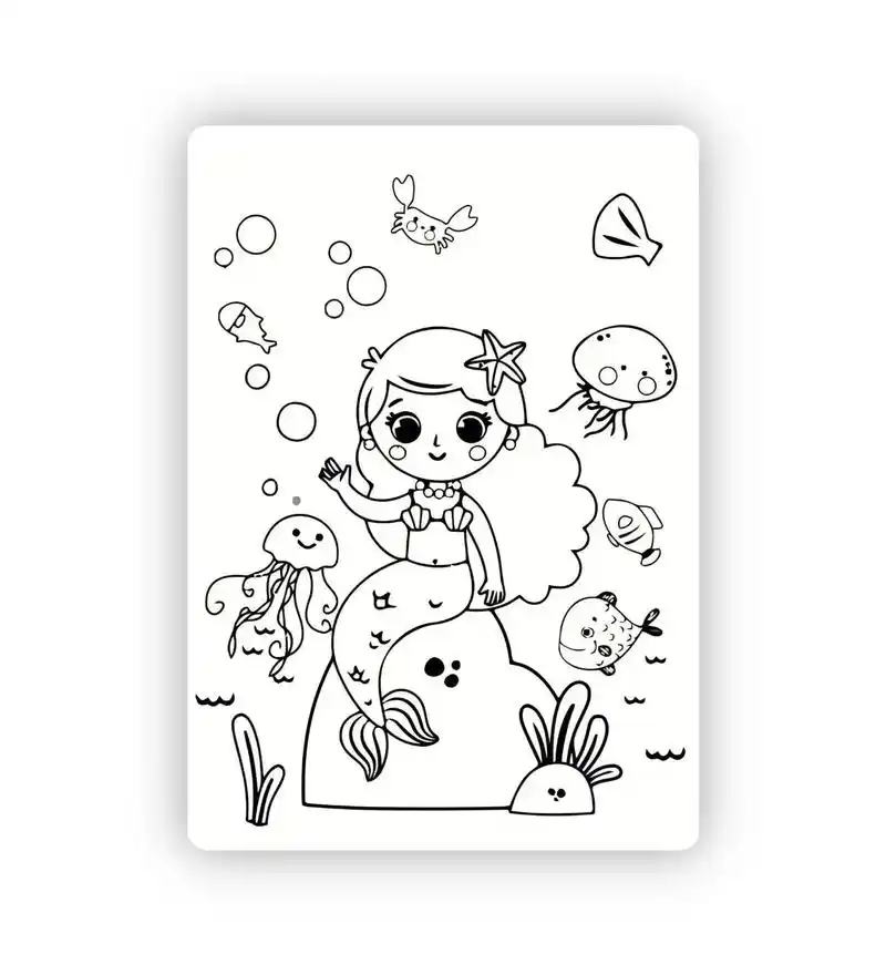 美人鱼涂色画素材模板