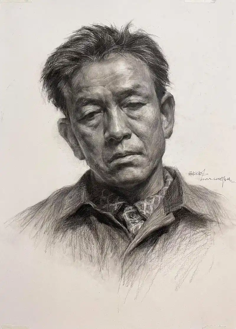 灰不拉几 素描男中年.#素描 #肖像素描画法 #人物素描 # - 抖音