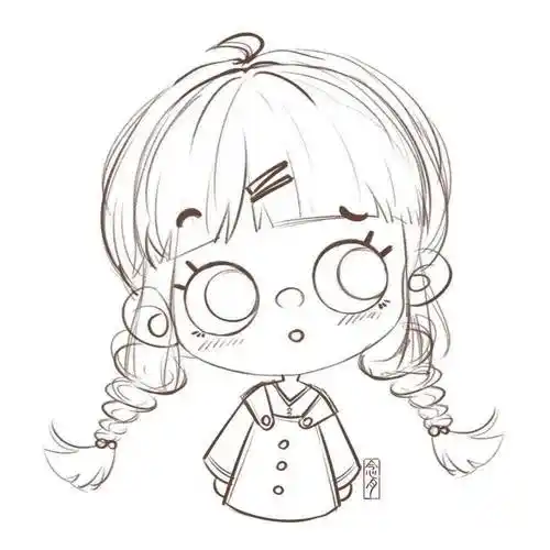 简笔人物线稿,q版人物线稿素材_月月_ya