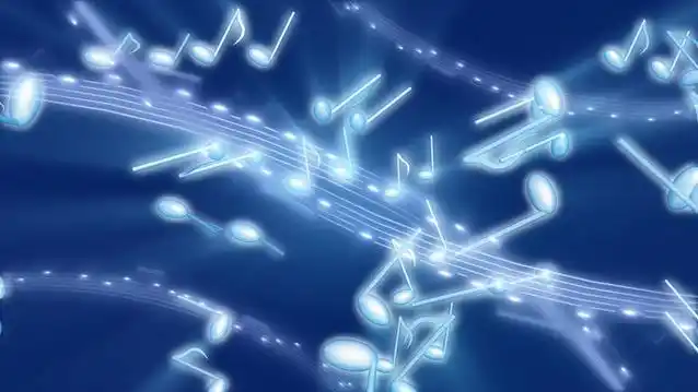 浪漫唯美的银色音符旋转的视频素材