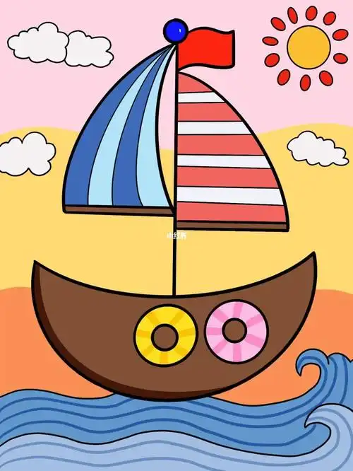 帆船儿童画小船简笔画卡通画