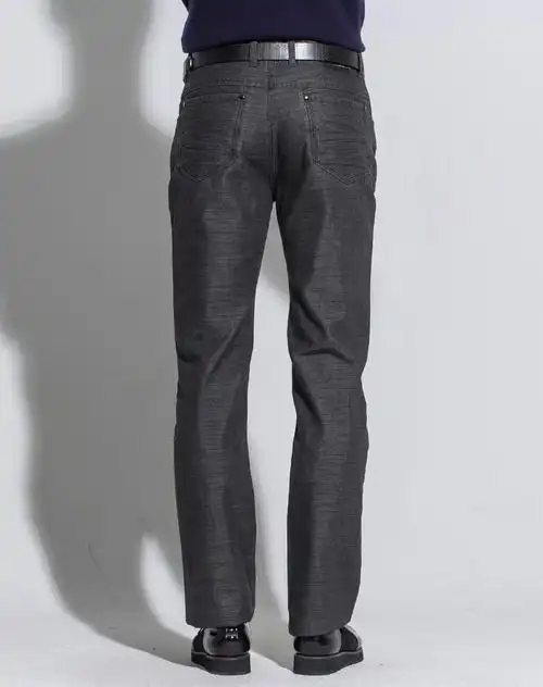 深灰色棉混纺水洗直筒牛仔裤