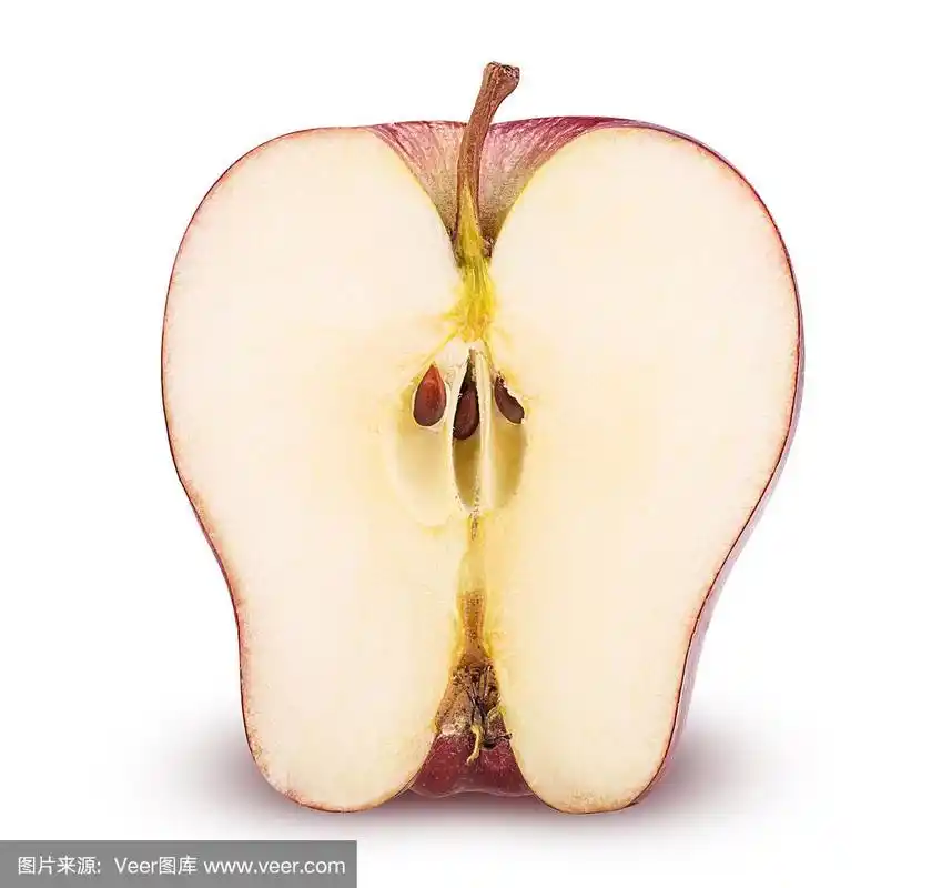 红苹果,切成两半