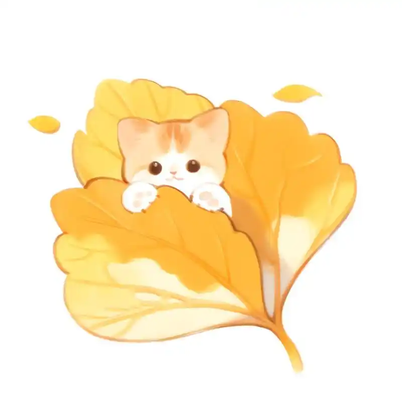 头像丨秋风衔来小欢喜,猫与落叶可爱头像