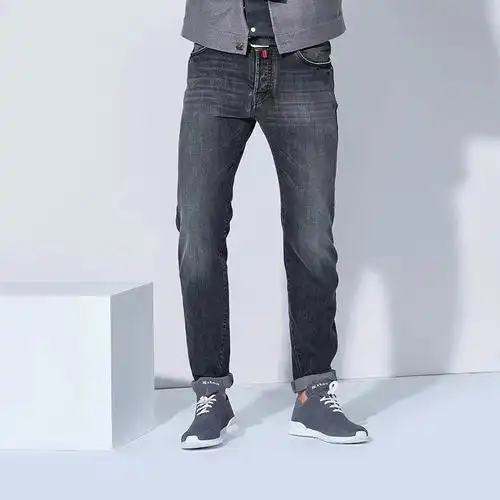 kiton灰色水洗手工牛仔裤