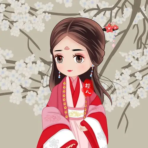 汉服女孩古风插画