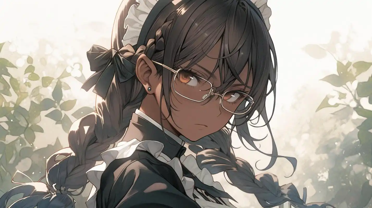 小麦色眼镜女仆 ai画师:さきたま#二次元美图# #我爱二次元# #二次元