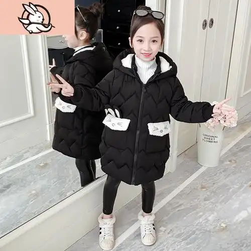 huayangtu8儿童装6冬季9棉衣女童棉服外套超洋气小女孩中长款棉大衣5