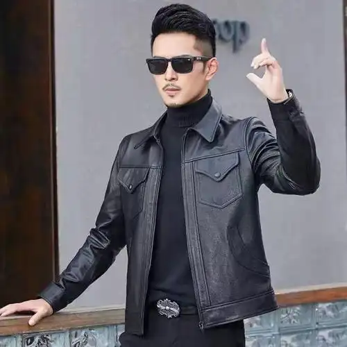 boy) 扫毒刘德华同款真皮皮衣男士头层牛皮简约时尚机车皮夹克修身