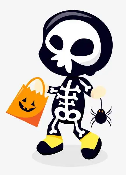 手绘卡通万圣节骷髅头
