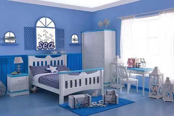 蓝色系儿童房效果图