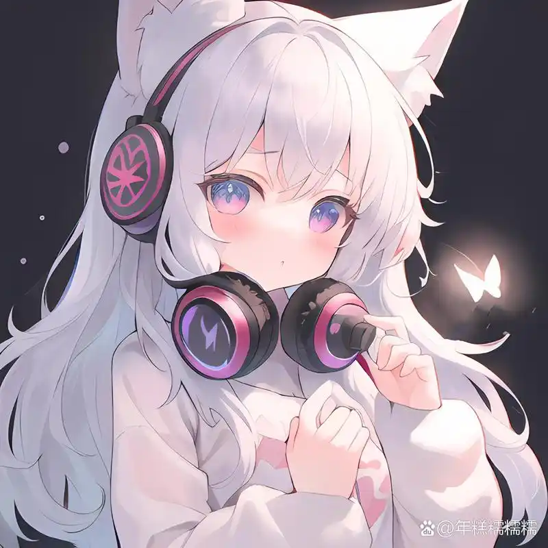 情侣头像(猫耳)戴耳机系列 你绝对没见过的头像,可爱惊艳情侣头像!