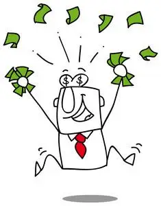 纸币漫画下一场雨的现金非常幸福的男人照片