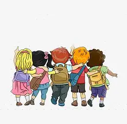 一群上学的学生背影