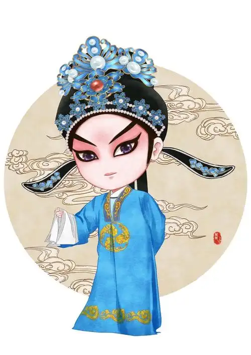 一组水彩戏曲古风q版人物,生,旦,净,末,丑,… - 半次元 - acg爱好者