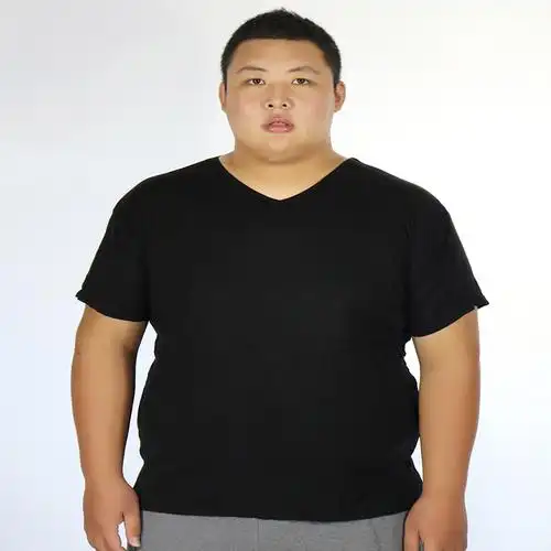 短袖t恤男 v领 大码