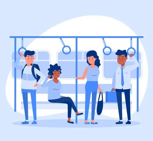 创意公交内的人物设计矢量图