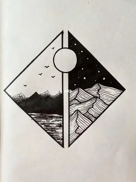 线条简单黑白灰简笔画(简笔画图片大全) -【爱个性】