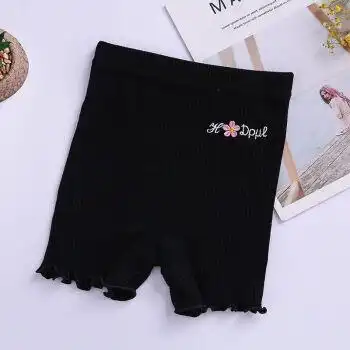 儿童内裤女纯棉女童宝宝角四角中大童小学生保险裤小童短裤可爱 黑色