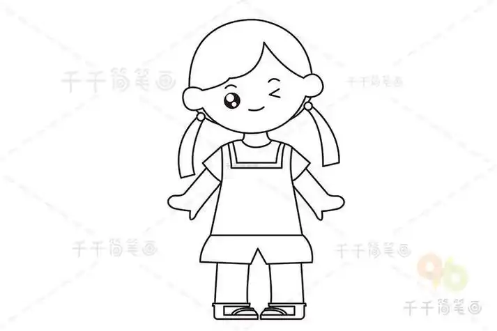女孩全身衣服简笔画
