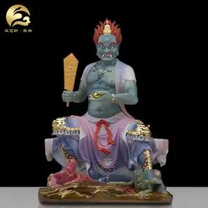 汉白玉贴金面燃大士佛像鬼王菩萨神像燃面焰口鬼王居家办公室摆件
