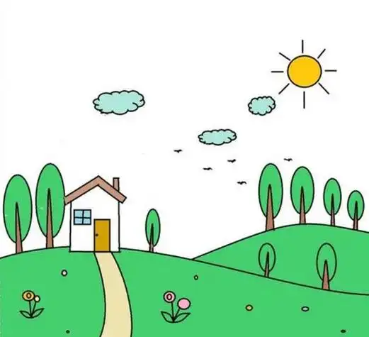 的春天简笔画图片春天简笔画图片春天的风景美丽的蘑菇屋简笔画图文