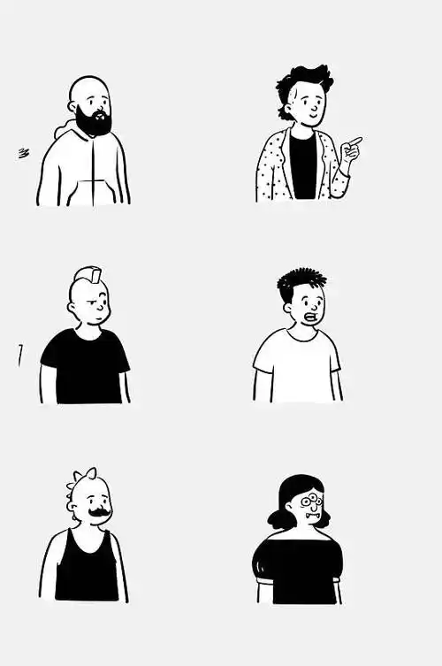 创意黑白人物插画免抠素材