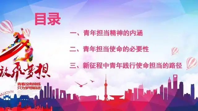 ppt课件素材新时代青年的使命担当