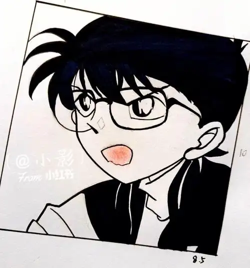 画画打卡  #可爱简笔画  #柯南系列  #柯南风头像  #简笔画  #零