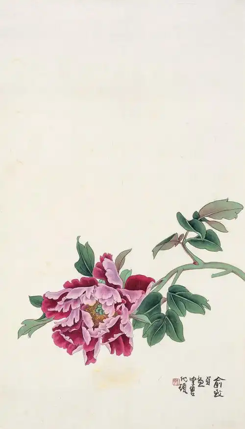 0455 牡丹 镜心 纸本