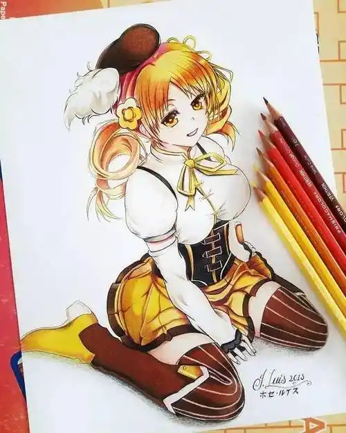 彩铅卡通画手绘彩铅动漫卡通画这色彩太好看了吧