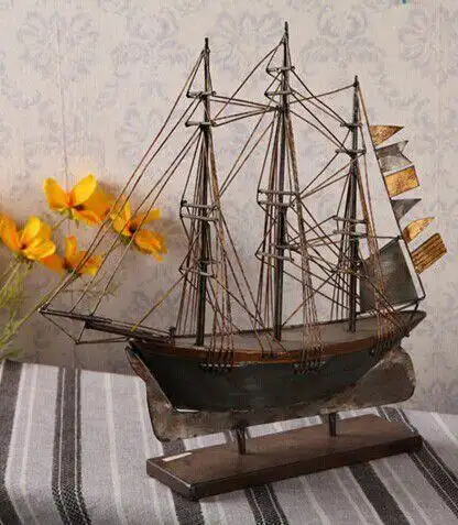 欧美风格家居饰品,摄影道具摆设,手工铁制帆船