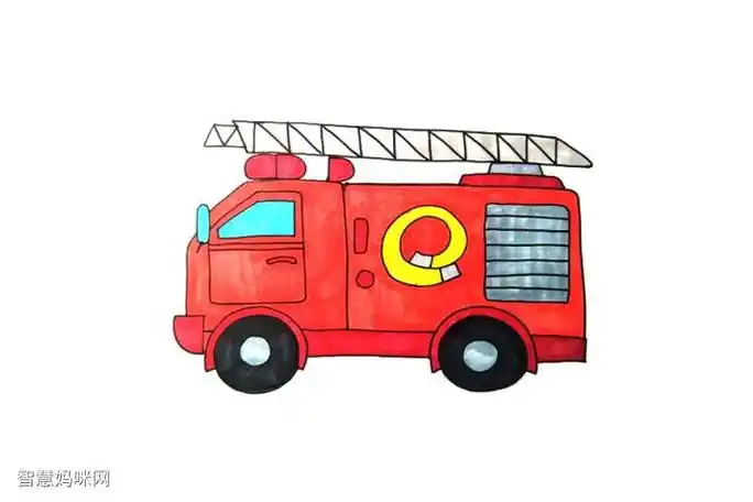图片儿童简笔画消防车的画法消防车简笔画图颜色消防车简笔画怎么画