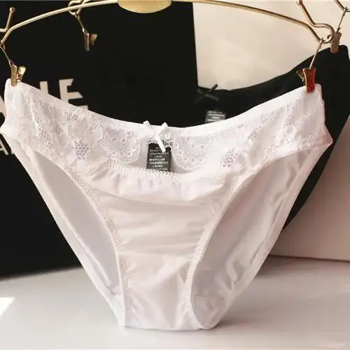 欧美风性感简约低腰柔滑牛奶丝冰丝女士内裤蕾丝提臀女三角裤