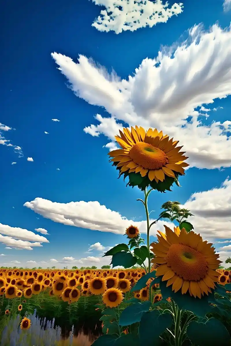 一大片向日葵 在蓝蓝的天空怀抱之中绽放#好看的花一定要分享给 - 抖