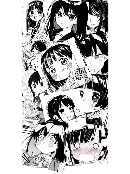 日系女漫/黑白/拼接壁纸_壁纸_日系_素材_壁纸