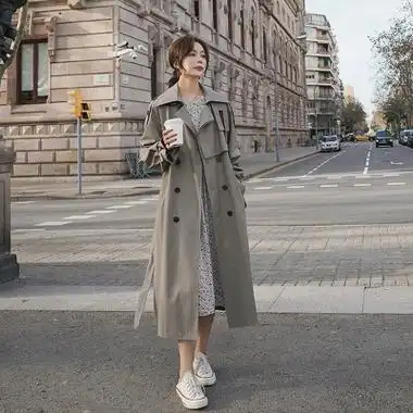 2021秋冬新款韩版风衣女中长款宽松英伦风气质流行小个子大衣外套