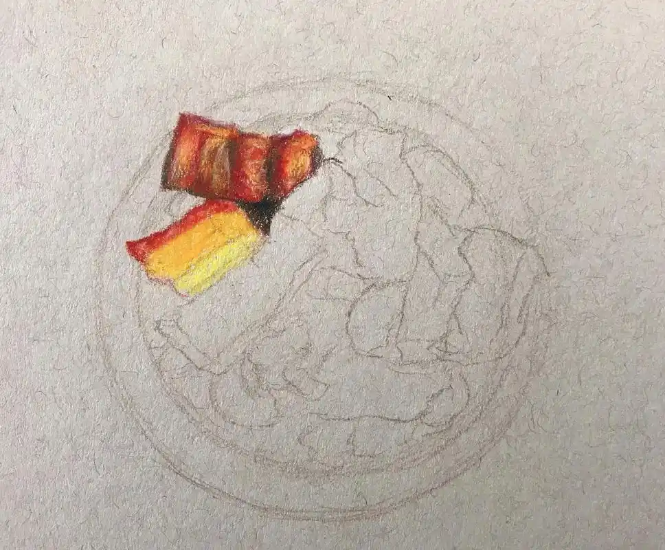 彩铅手绘#红烧肉 - 抖音