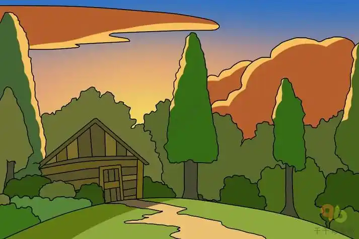 傍晚的树林简笔画步骤图