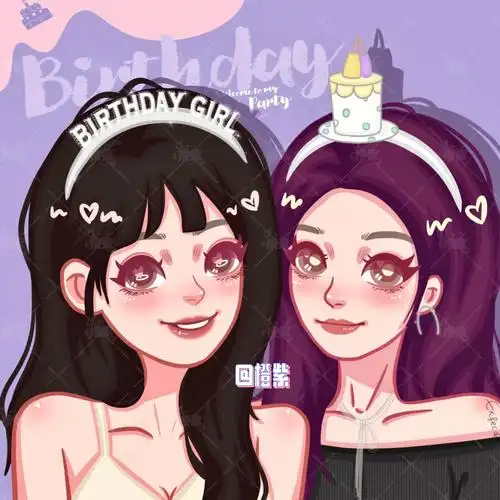 手绘鸭风卡通闺蜜生日头像绘画步骤分享