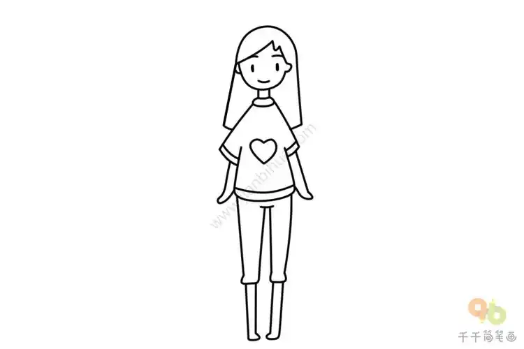 成人穿搭女生休闲套装简笔画