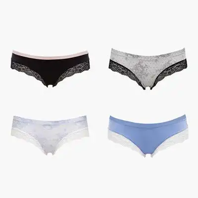 3条兰卓拼接蕾丝低腰三角内裤平角裤