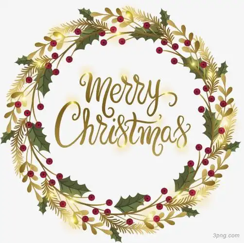 圆形圣诞花环png素材透明免抠图片-节日元素