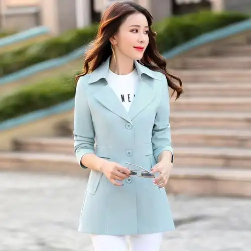 女士秋装新品秋款春季中长款修身风衣女春秋季外套矮个子收腰短款